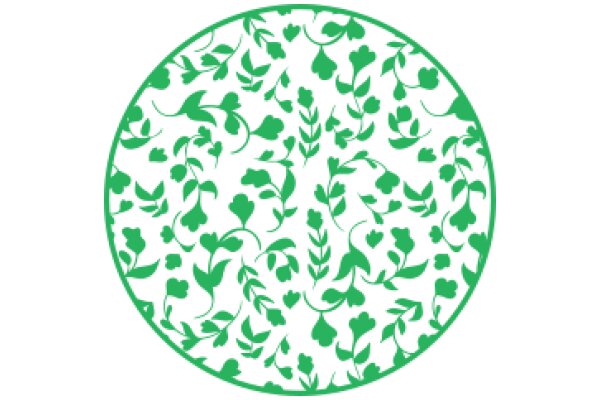 Vibrant Green Floral Pattern on a Circle