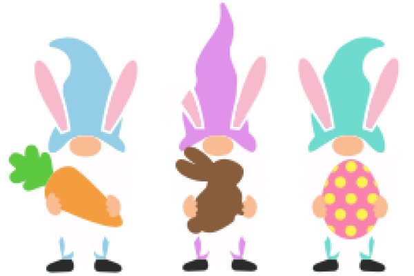 A Playful Easter Scene with Bunny Characters and Easter Eggs