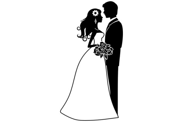 A Silhouette of Love: A Groom and Bride Embrace