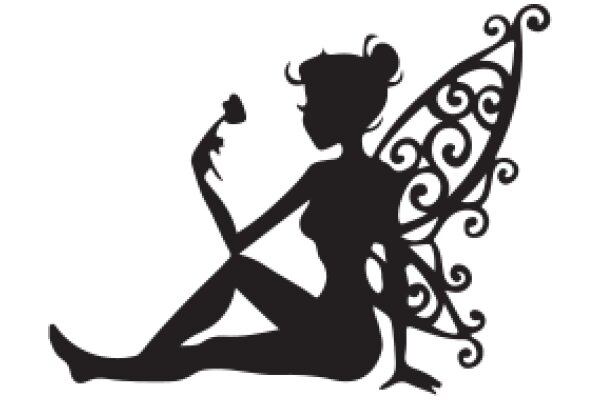 Silhouette of a Fairy with a Flower