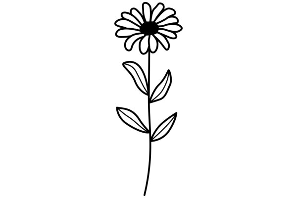 Simplistic Line Drawing of a Daisy