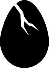 A Simple Black and White Icon of an Egg with a Crack