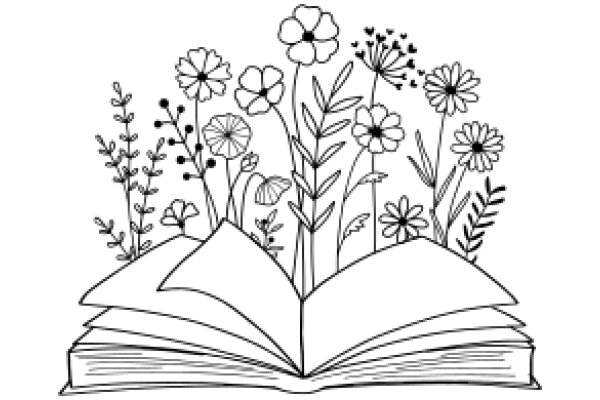 A Whimsical Bouquet of Flowers and a Book