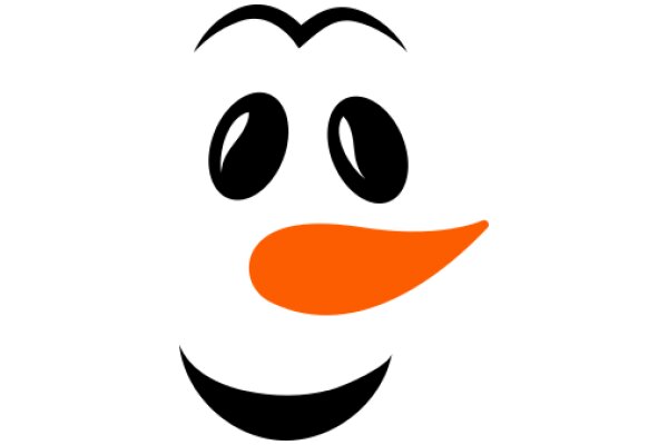 Simplistic Smiley Face with Orange Nose and Black Eyes