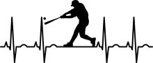 Silhouette of a Baseball Player Swinging a Bat with an EKG Heartbeat Line