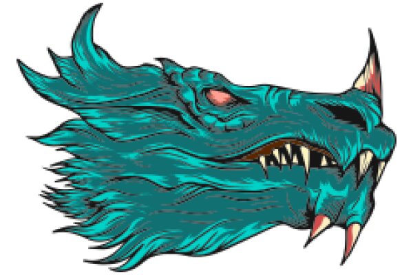 Stylized Illustration of a Blue Dragon with a Furrowed Browser