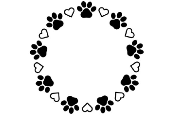 A Playful Paw Print Design with Hearts and Paws