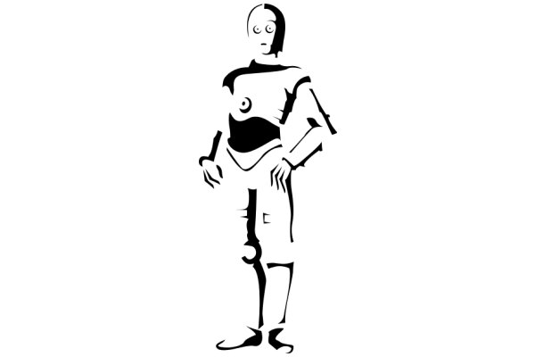 Silhouette of a Robot with a Crescent Moon on its Chest