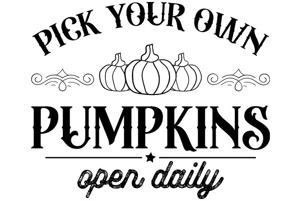 Pumpkin Picking Advertisement: Choose Your Own Pumpkins at Our Open Daily Farm