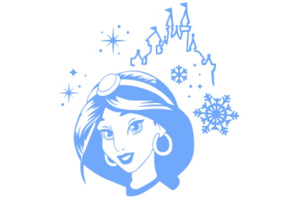 A Whimsical Winter Scene with a Princess and Snowflakes