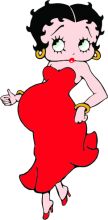 A Stylish Cartoon Character: A Red Dress and Gold Earrings