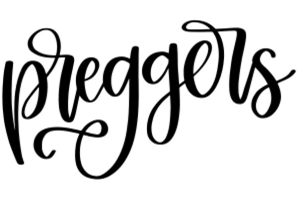 Stylish Black Calligraphy Text: 'Preggers' on a White Background