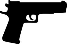 Silhouette of a Gun on a White Background