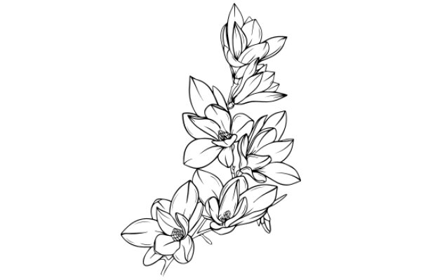 Elegant Floral Illustration: A Line Art of a Flower Bouquet