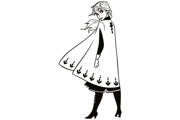 Stylized Illustration of a Female Character in a Cape and Shorts