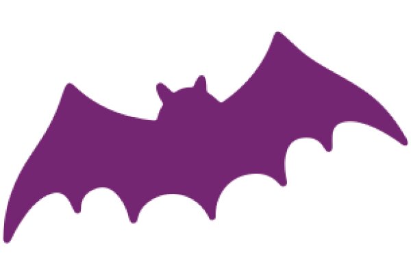 Vivid Purple Bat Silhouette Against White Background