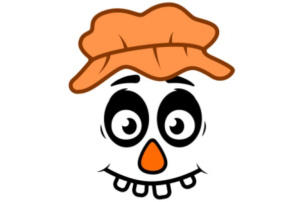 A Whimsical Character: A Cartoon Skull with a Smile and an Orange Hat