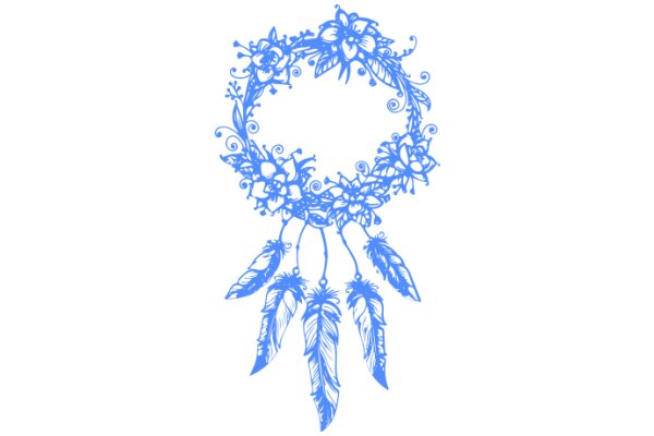 Elegant Blue Floral Wreath with Feathered Accents