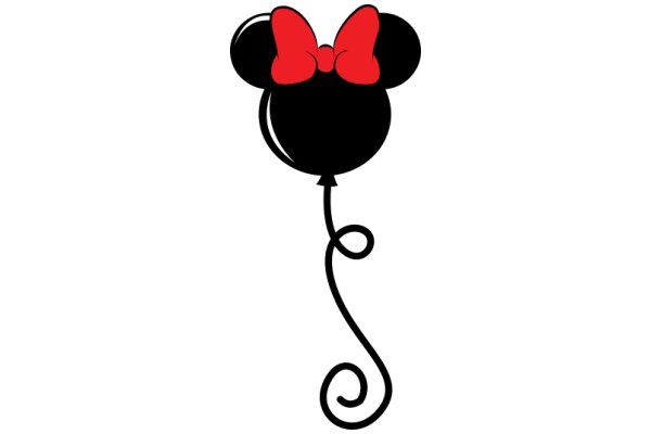 Minimalist Mickey Mouse: A Stylish Black and Red Illustration