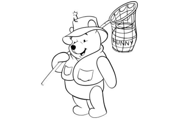 A Whimsical Scene: A Teddy Bear Fisherman with a Basket of Honey