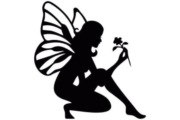 Silhouette of a Fairy with a Flower