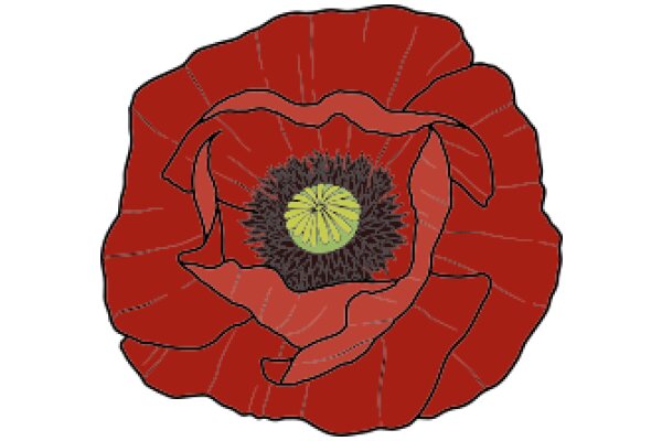 A Vivid Illustration of a Red Flower with a Yellow Center