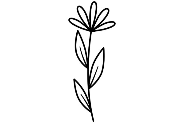 Simplistic Line Drawing of a Flower