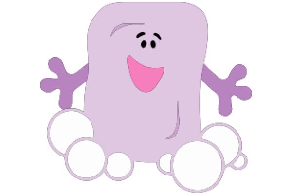 A Purple Cartoon Character with a Big Smile and Bubbles