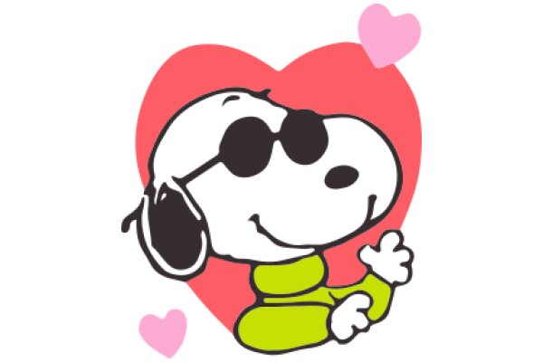 Sunglasses-Wearing Snoopy in a Heart-Shaped Frame