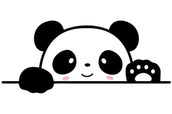 Adorable Panda Character with a Smile, Peeking from Behind a Line