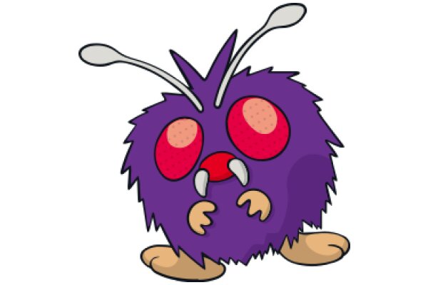 Purple Pixelated Creature with Red Eyes and Silver Antennae