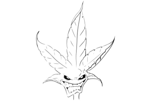 Whimsical Cartoon of a Smiling, Spiky Plant with Large Leaves