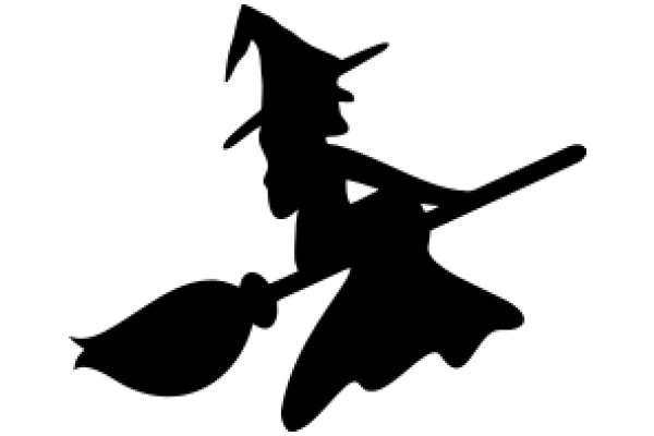 Silhouette of a Witch Riding a Broomstick