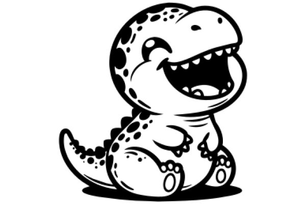 A Playful Cartoon of a Dinosaur with a Big Smile