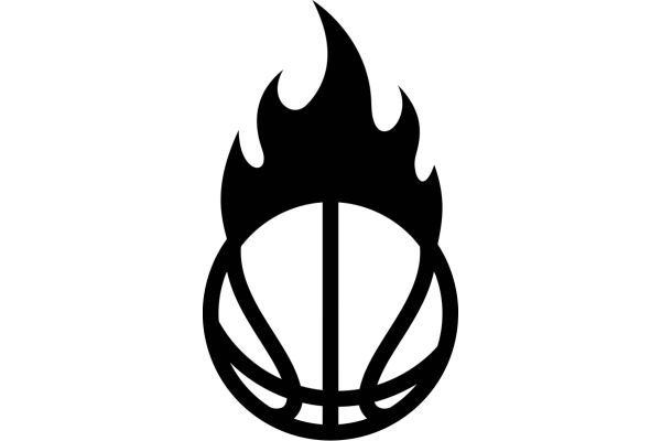 Stylized Logo of a Basketball Court with a Flame Design