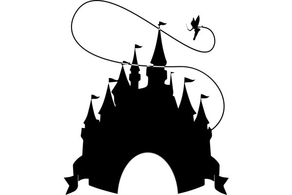 Silhouette of a Castle and a Dragon, with a Whimsical Touch