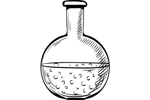 A Simple Line Drawing of a Glass Flask