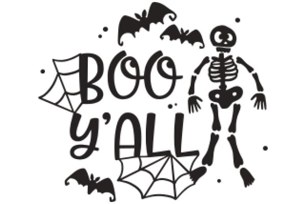 Boo-tastic Halloween Decoration: A Spooky Skeleton, Bats, and Spider Web