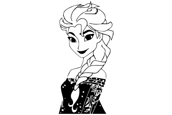 Stylized Portrait of a Woman with a Braid and a Smile