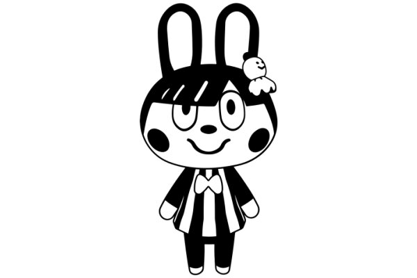 A Charming Cartoon Bunny with a Bow and a Smile