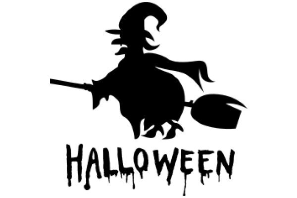 Halloween Logo: A Silhouette of a Witch and a Bat