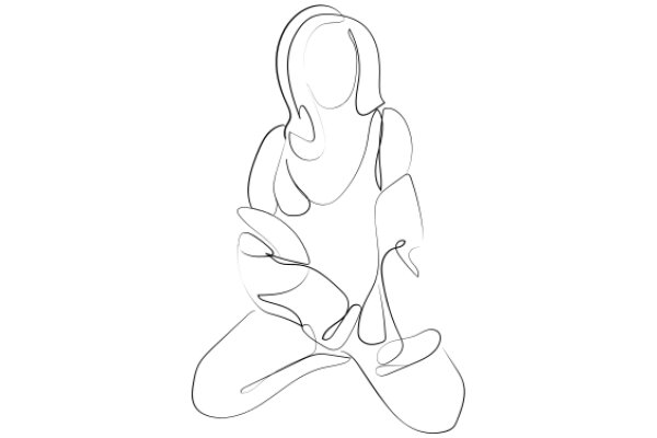 A Line Art Illustration of a Woman in a Meditative Pose