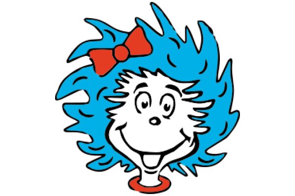 A Whimsical Cartoon Character with a Blue Bow and a Smile