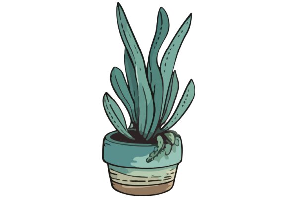 A Whimsical Illustration of a Potted Cactus