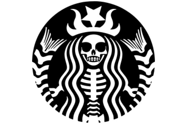 Stylized Starbucks Logo with Skull and Crossbones