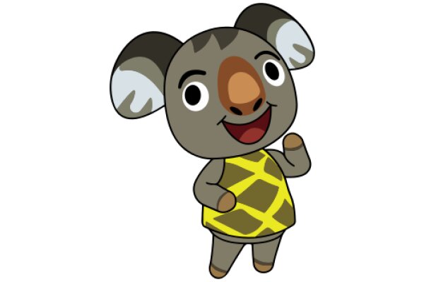 A Friendly Gray and Brown Character with a Yellow Shirt and Big Smile