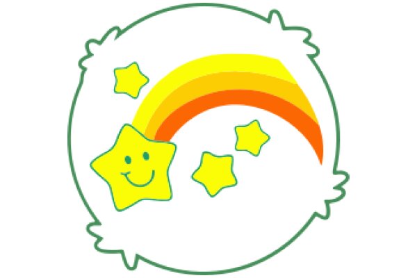 A Whimsical Illustration of a Rainbow and Stars with a Smiling Starfish