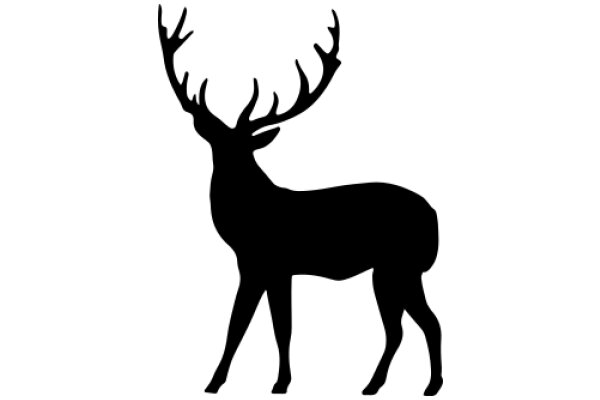 Stylized Silhouette of a Deer with Antlers