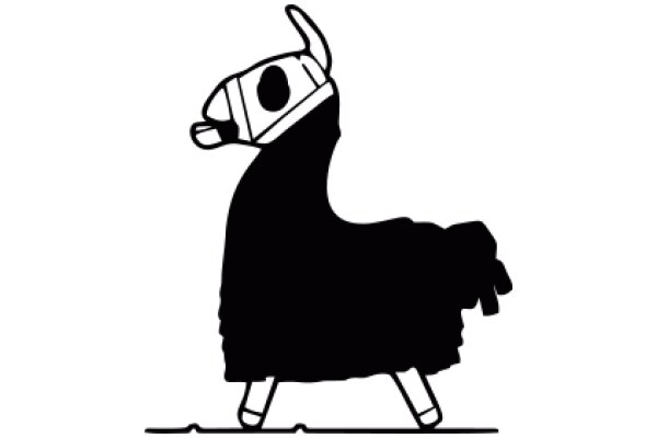 A Playful Line Drawing of a Sheep with a Helmet