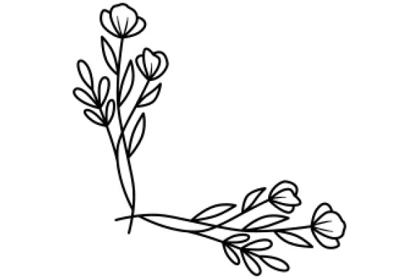 Simplicity in Nature: A Line Drawing of a Flowering Plant